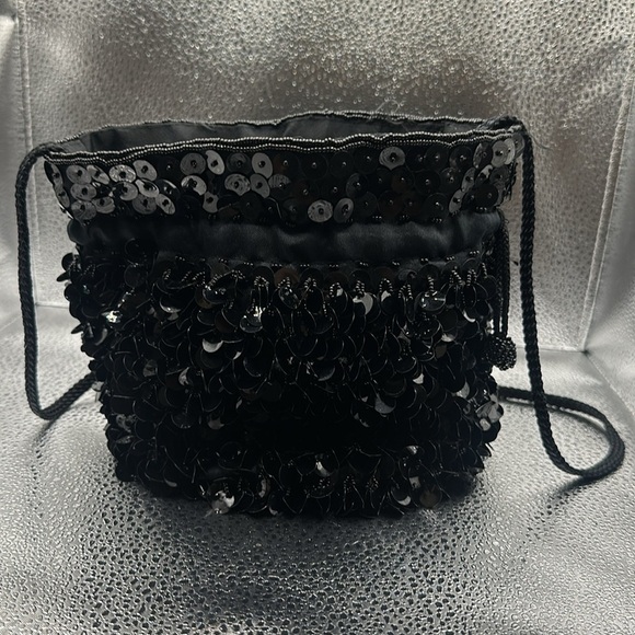 VTG La Regale Ltd Evening Bag Beaded Sequin Drawstring Purse Crossbody Reticule - Picture 4 of 12